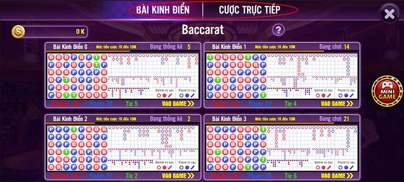 Nhiều phiên bản chơi Baccarat